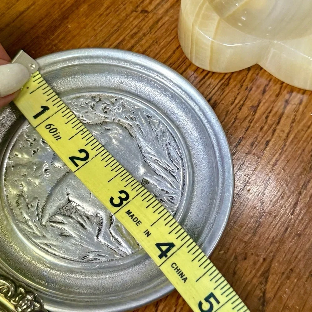 Vintage Trinket Dish Lot, Brass, Wilton Pewter, Mexican Onyx EUC